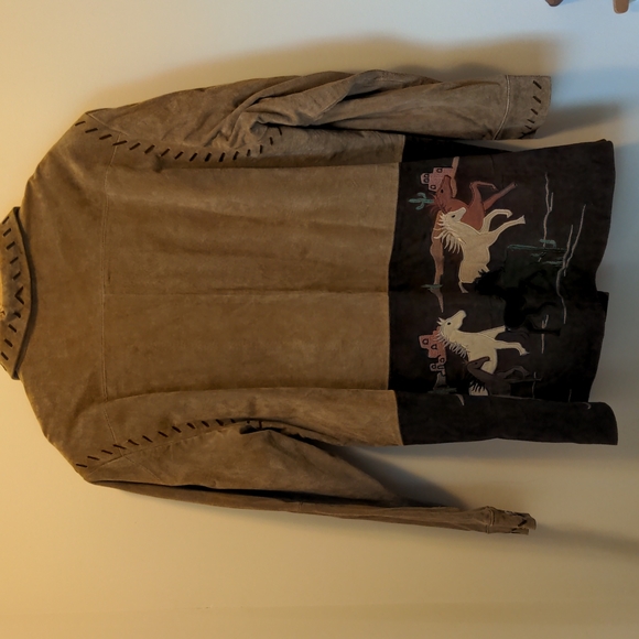 The Quacker Factory Women's Size 1X 100% Leather Western Horse Themed Shirt - Picture 9 of 15